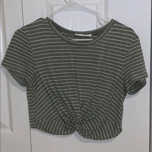 Green strips tie front top